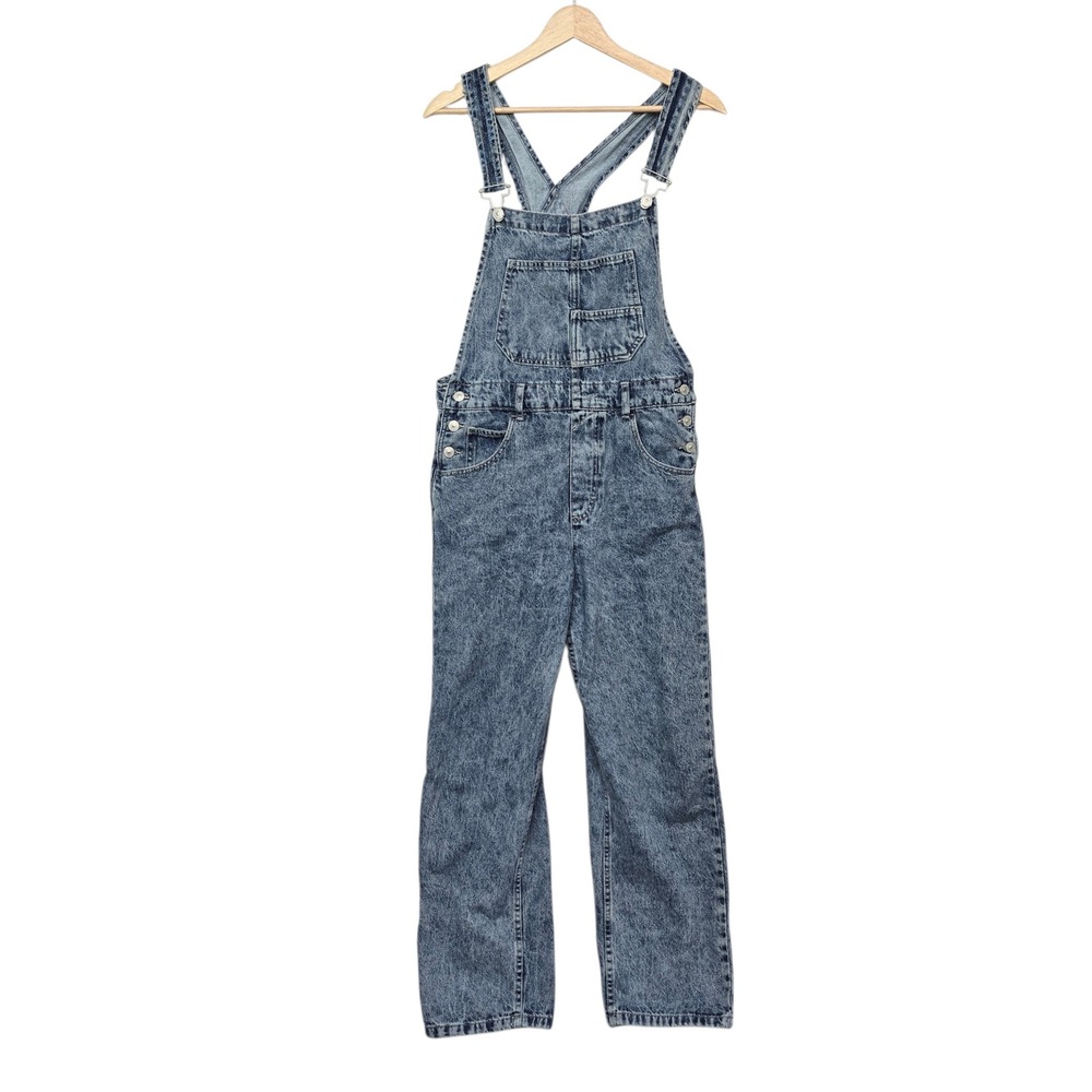 We The Free Free People Acid Wash Denim Overalls Blue Size Small Bohemian Relax